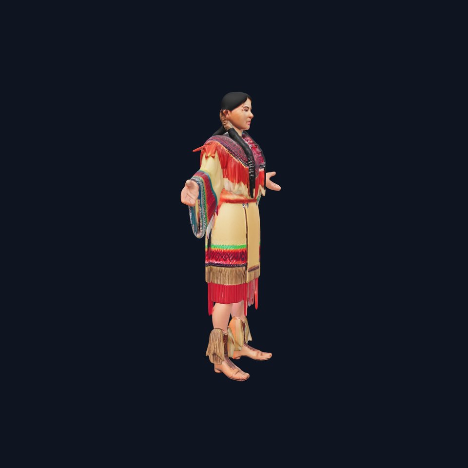 Traditional Attire Female Character Rigged and Animated